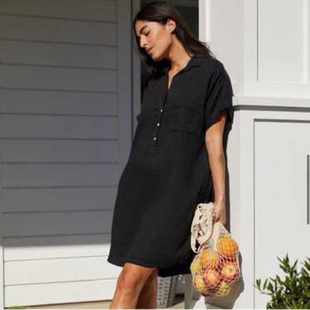 Grayson artist linen shirt dress, size 01 (XS) in black